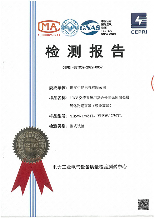 10kV交流系统用复合外套无间隙金属氧化物避雷器（带脱离器）